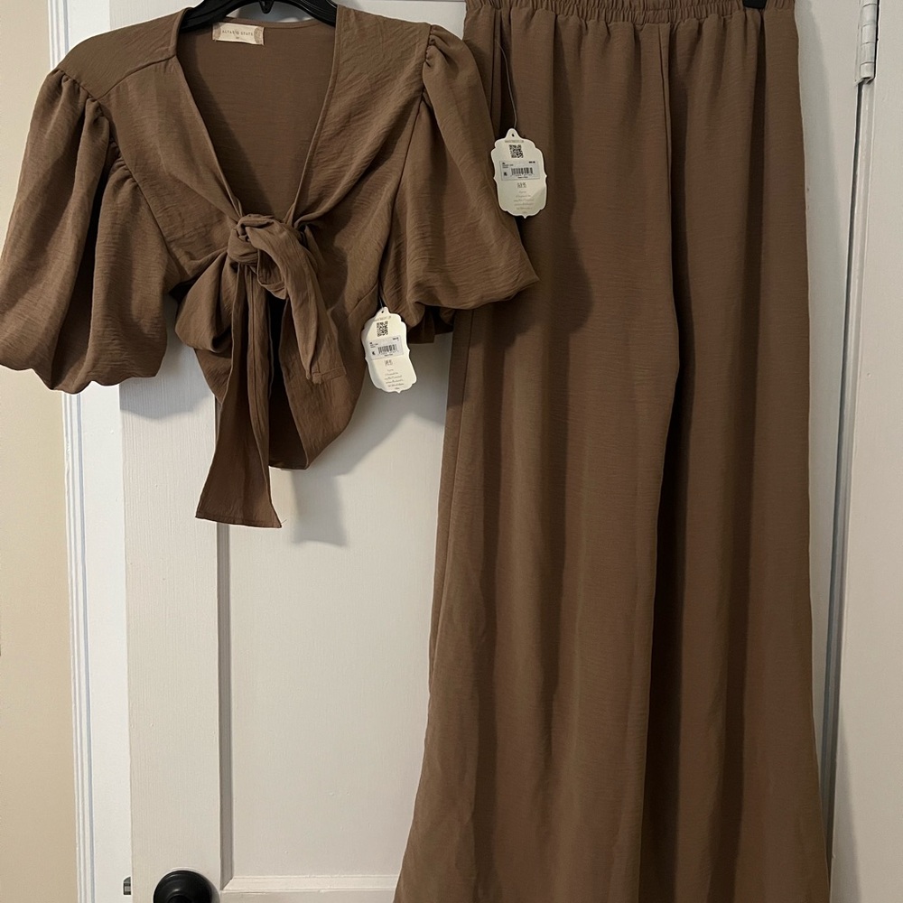 Altar'd State Brown Tie-Front set